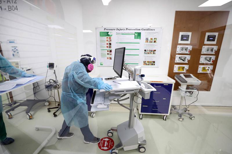 Visit to the SEHA field hospital for Covid-19 patients in Ajman on April 25th, 2021. Chris Whiteoak / The National. 
Reporter: Kelly Clarke for News