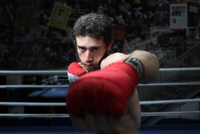 Lightweight boxer Bader Samreen during training in Al Quoz. Chris Whiteoak / The National