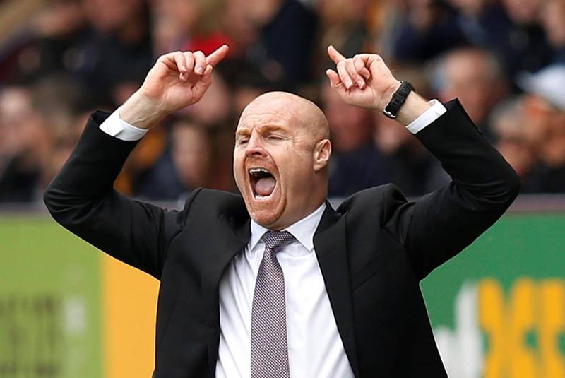 Burnley manager Sean Dyche during the match. Reuters