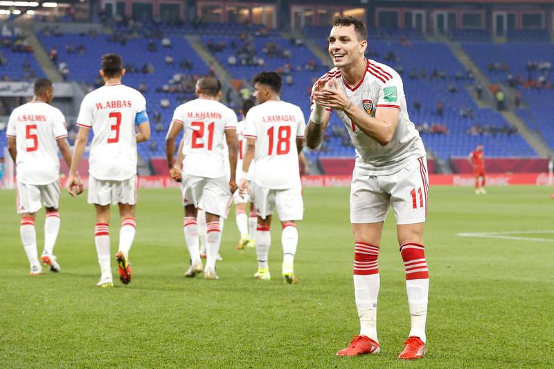 UAE forward Caio Canedo celebrates. AFP
