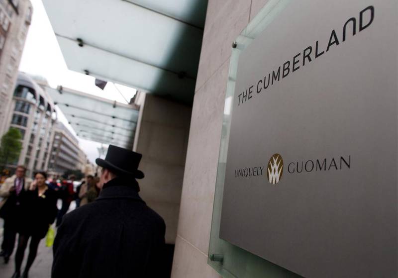 The Cumberland Hotel in central London where the three women from the UAE were attacked in their room. Andrew Cowie / AFP