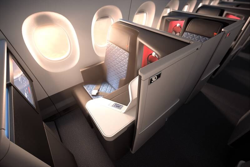 Delta One suite, the first business class which will debut on Delta���s first Airbus A350 (Courtesy: Delta) *** Local Caption ***  bz07ju-aviation-bizclass01.jpg