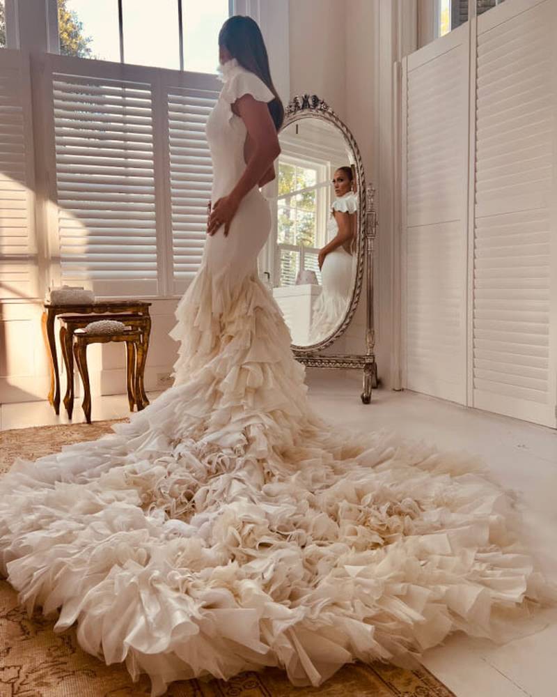 Jennifer Lopez shares first look at her three Ralph Lauren wedding dresses