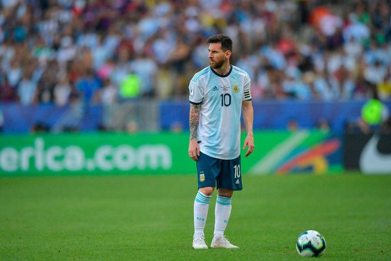 Argentina's Lionel Messi lines up a free-kick against Venezuela. AFP