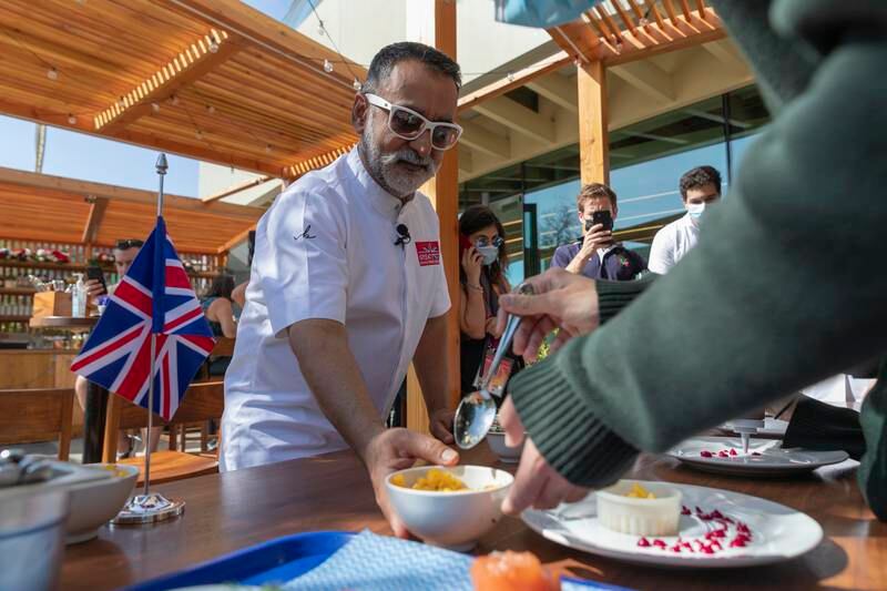 Chef Vineet Bhatia holds a plating class for students at Expo 2020 Dubai.