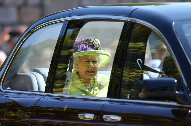 Queen Eliizabeth II arrives at St George's Chapel at Windsor Castle for the wedding of Meghan Markle and Prince Harry in Windsor. Gareth Fuller / Reuters