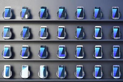 Samsung Galaxy S7 mobile devices on display at the Olympic Park in Rio de Janeiro in June. Kirill Kudryavtsev