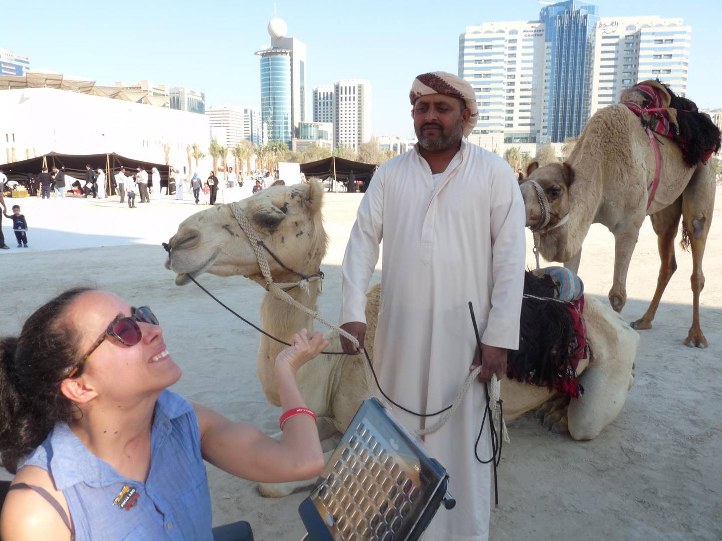 Nadia visited camels in Abu Dhabi. Courtesy Travel Counsellors