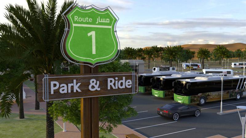 A park and ride for public buses and cars.