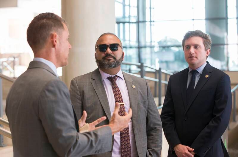 Kevin Thomas, the first Indian American to win a Senate seat in New York state, visits Masdar City in Abu Dhabi and plans to encourage more people from the US to visit the UAE.  
