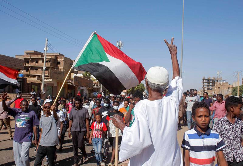 Protesters call for a return to civilian rule in Khartoum. AFP