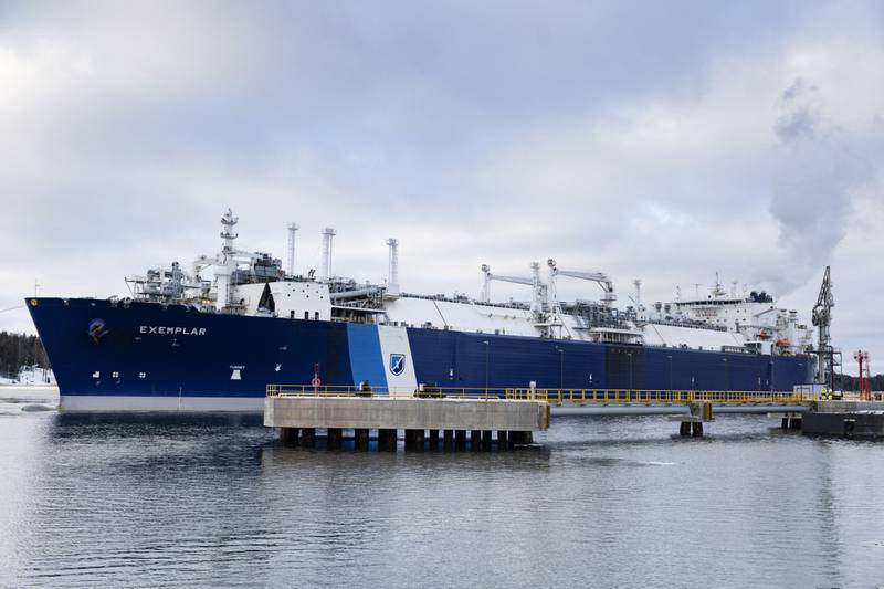 The vessel Exemplar arrived at the port of Inkoo with a full load of liquefied gas. Bloomberg
