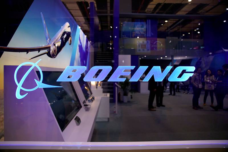 A Boeing sign is seen at the second China International Import Expo (CIIE) in Shanghai, China November 6, 2019. Picture taken November 6, 2019. REUTERS/Aly Song