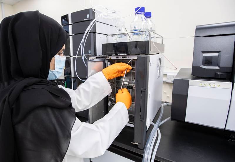 Water samples are tested at the Abu Dhabi Quality and Conformity Council lab. 