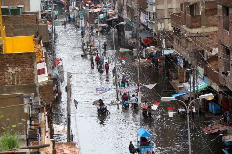 A flooded street in Hyderabad. EPA 