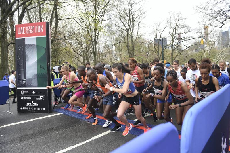 MANHATTAN, NEW YORK, APRIL 29, 2018 People are seen participating in the 2018 UAE Healthy Kidney 10K Run in Central Park in  Manhattan, NY.  4/29/2018 Photo by ©Jennifer S. Altman All Rights Reserved