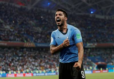 FILE PHOTO: World Cup - Round of 16 - Uruguay vs Portugal - Fisht Stadium, Sochi, Russia - June 30, 2018   Uruguay's Luis Suarez celebrates after the match.  REUTERS/Murad Sezer/File Photo