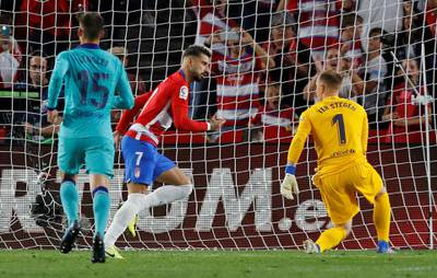 Granada's Alvaro Vadillo celebrates scoring their second goal. Reuters