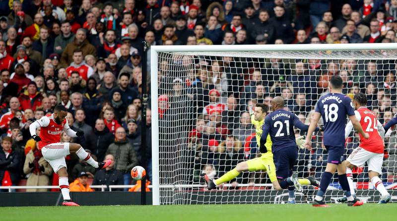 Arsenal's Alexandre Lacazette scored the only goal against West Ham. Reuters