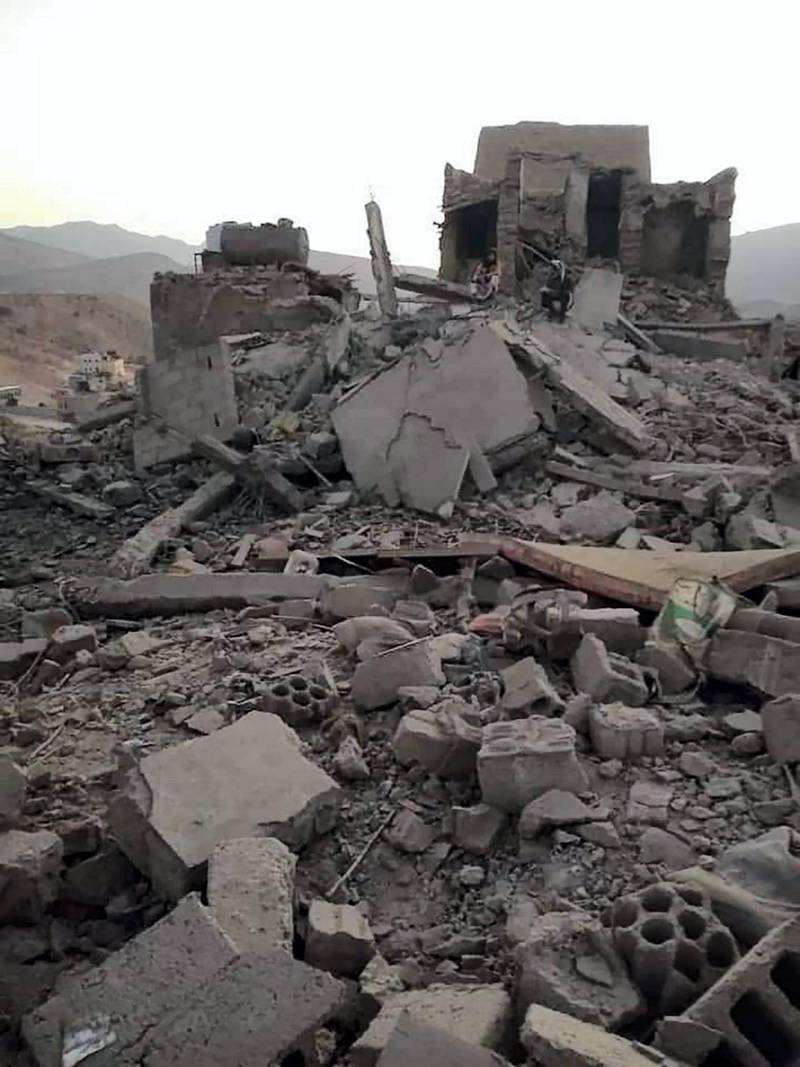 The ruins of home of Col Jamal Al Awlaki in Al Mahfrd district after an attack by suspected Al Qaeda militants on February 9, 2020. Courtesy of Cpt Salah Al Yousfi