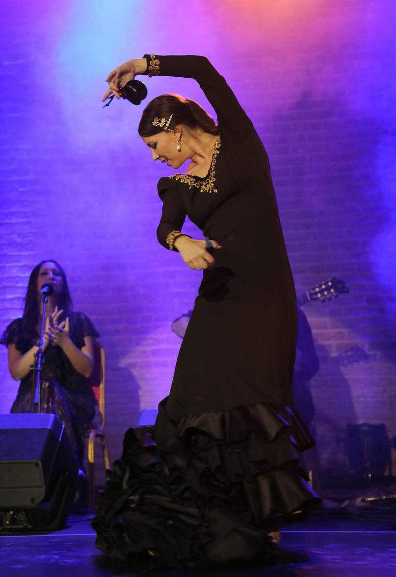 Spanish flamenco dancer Carolina Morgado performs on stage in Erbil. AFP