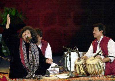 Parveen on stage late in 2003 during the 39th Carthage cultural festival, outside Tunis. AFP
