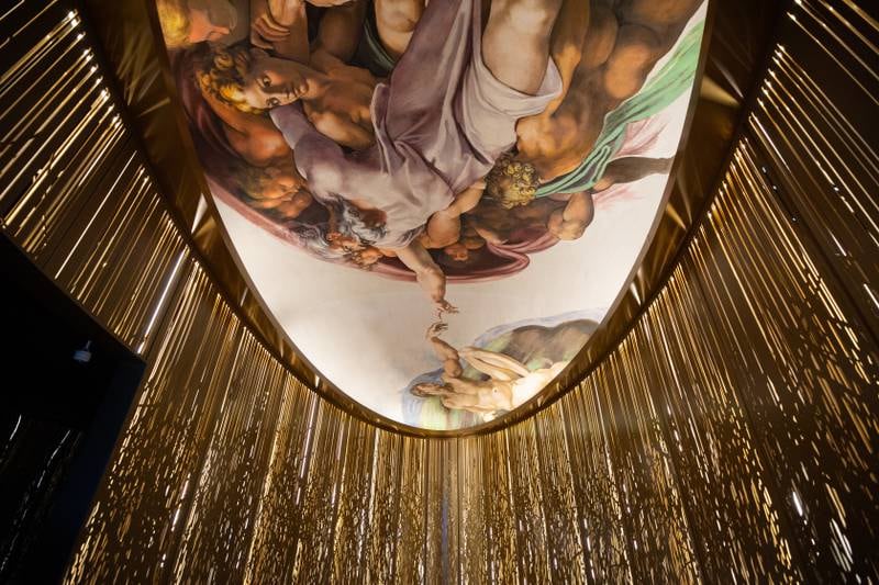 Reproduction of Michelangelo’s Sistine Chapel fresco at the Holy See pavilion. Photo: David Koriako / Expo 2020 Dubai