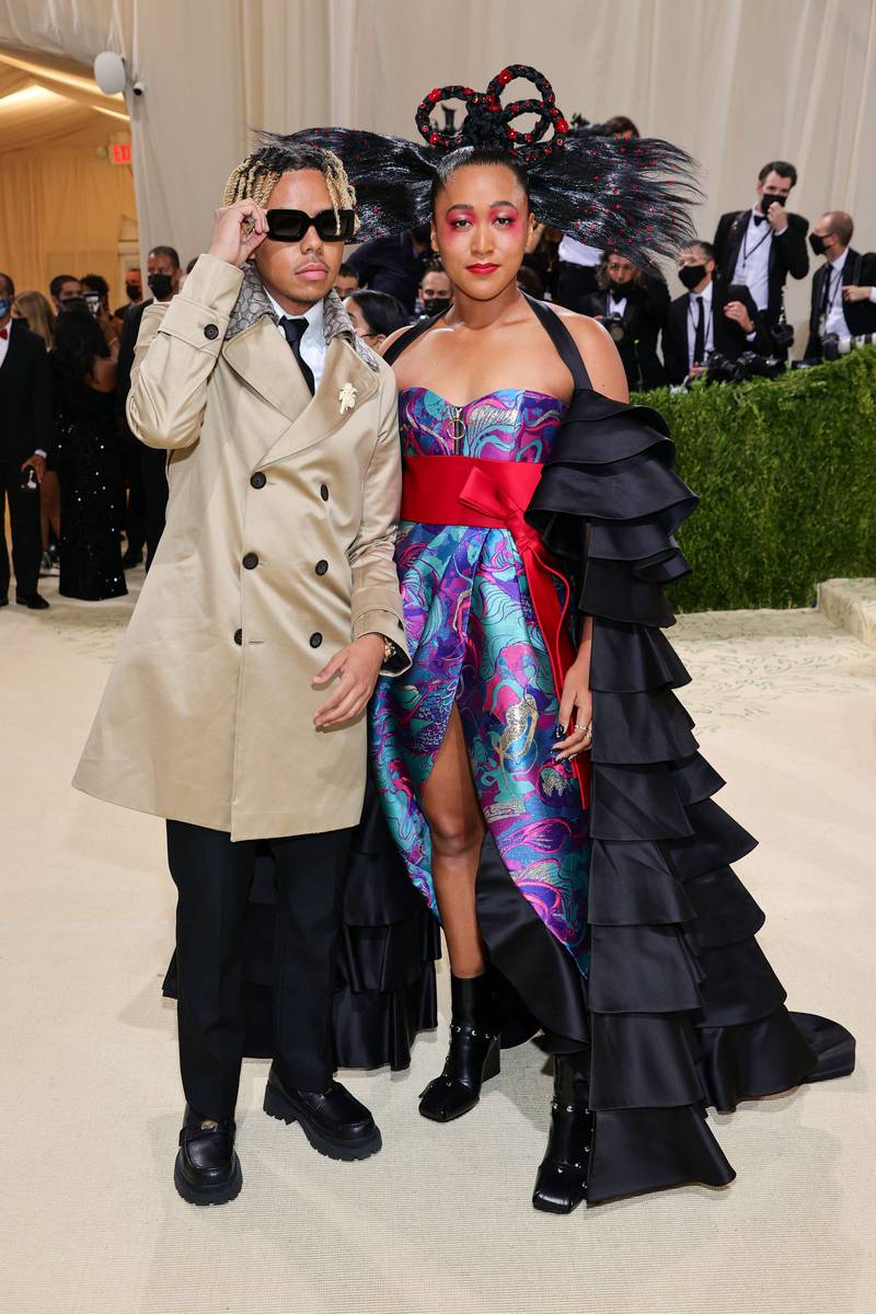Cordae and Naomi Osaka, clad in Louis Vuitton, attend the 2021 Met Gala. AFP