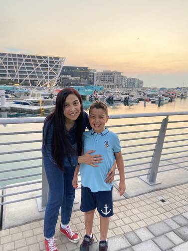 Samia Badih with her son Samih in Abu Dhabi. This year Samih, 8, fasted for the first time. Courtesy Samia Badih