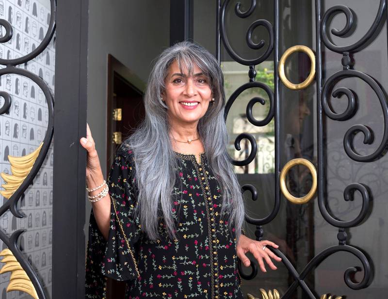 DUBAI, UNITED ARAB EMIRATES, 04 OCTOBER 2018 - Fakhria Lufti, a woman who let her hair go grey at her residence in Umm Sequim.  Leslie Pableo for The National for Ann Marie Mc Queen's story
