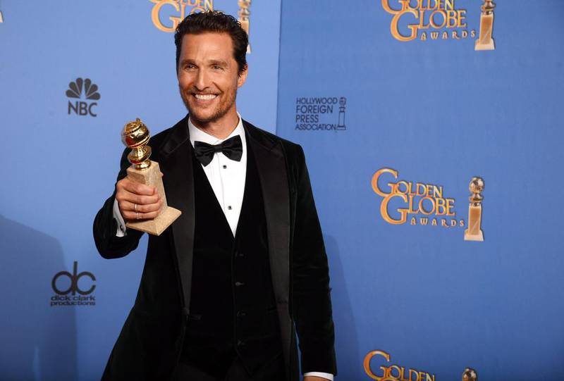 Matthew McConaughey with the award for best actor in a motion picture. AP 