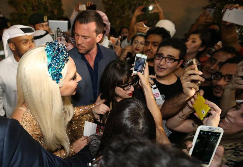 Lady Gaga arrives at Dubai Airport. Ali Haider / EPA