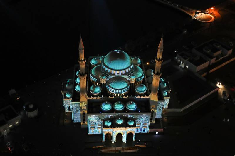 The Al Noor Mosque during the Sharjah Light Festival. EPA