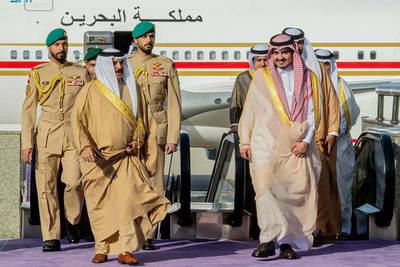 Prince Badr walks with King Hamad in Jeddah. AFP