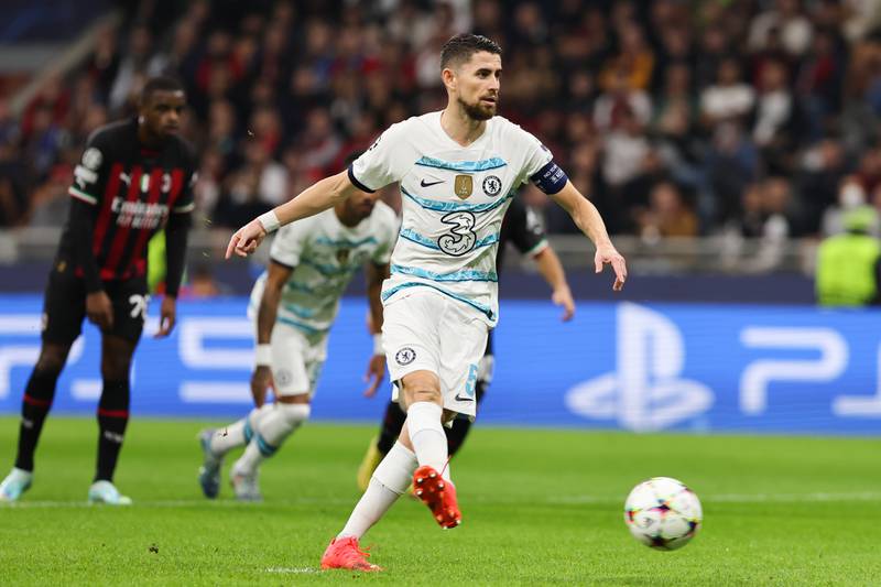 Jorginho 8: Italian was captain on night after being left out at Stamford Bridge last week and made no mistake from spot to open scoring at San Siro, despite laser being pointed at face from crowd. PA