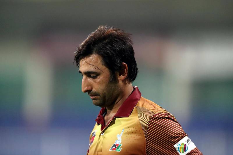 Sharjah, United Arab Emirates - October 06, 2018: Captain Asghar Afghan of the Kandahar Knights  looks at the floor during the game between Kandahar Knights and Nangarhar Leopards in the Afghanistan Premier League. Saturday, October 6th, 2018 at Sharjah Cricket Stadium, Sharjah. Chris Whiteoak / The National