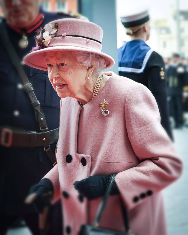 Queen Elizabeth II wears the diamond daffodil brooch (the national flower of Wales), during the opening of the Welsh Parliament in 2021.