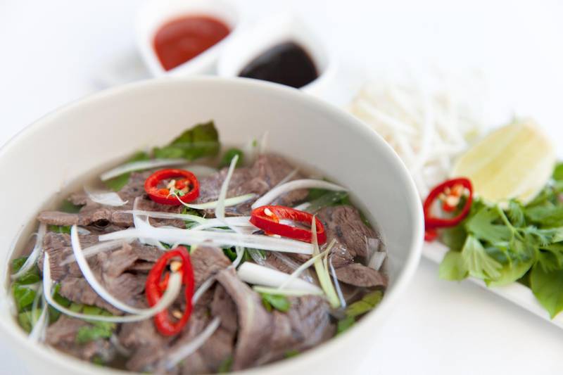A hearty bowl of Pho Bo Chin (Beef Brisket Pho) from Vietnamese Foodies.