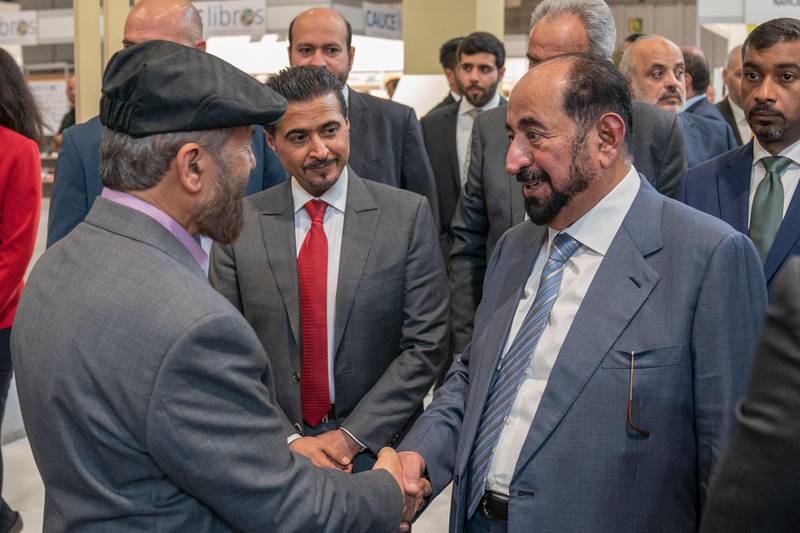 Dr Sheikh Sultan Bin Mohammed Al Qasimi, Supreme Council Member and Ruler of Sharjah, attends the opening of LIBER International Book Fair in Madrid on October 9, 2019. Courtesy Sharjah Media Office