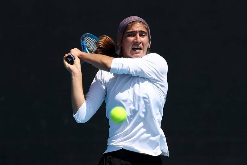 Meshkatolzahra Safi plays against Anja Nayar at the Australian Open. Getty