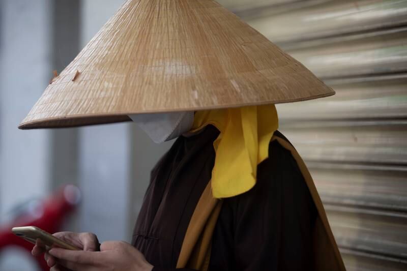 A monk uses his mobile phone in Ho Chi Minh City, Vietnam. Reuters