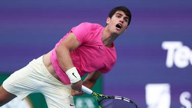 Carlos Alcaraz of Spain beat Facundo Bagnis of Argentina in their second round match of the Miami Open at Hard Rock Stadium. AFP