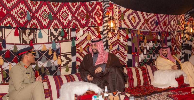 Saudi Crown Prince Mohammed bin Salman holds talks with Gen Asim Munir, Pakistan’s Chief of Army Staff in AlUla. SPA