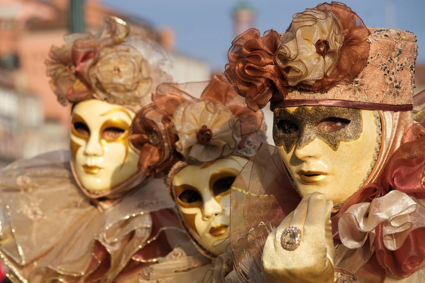 Masked revellers gather in Piazza San Marco to celebrate Venice carnival. Reuters