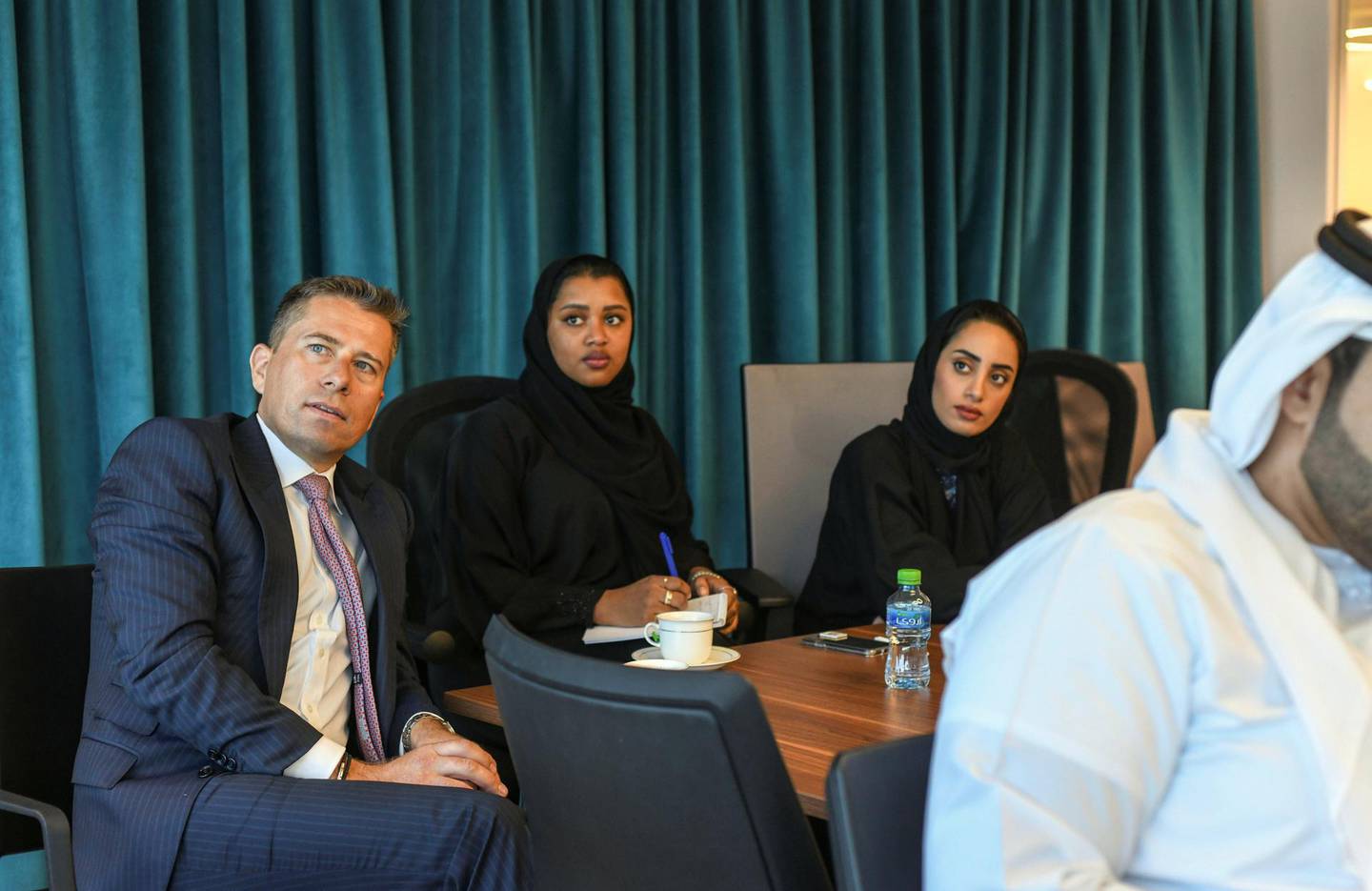 Abu Dhabi, United Arab Emirates - Group of students from Emirates Diplomatic Academy for Q&A with Editor-in-Chief of The National, Mina Al Oraibi on December 10, 2018. (Khushnum Bhandari/ The National)
