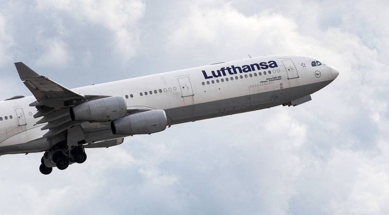 A Lufthansa plane is pictured after takeoff from the airport in Frankfurt am Main, western Germany. AFP