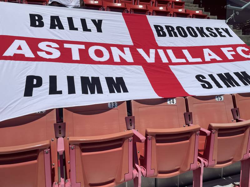 An Aston Villa supporters flag at the stands for the Premier League Summer Series in Maryland. The National / Kyle Fitzgerald