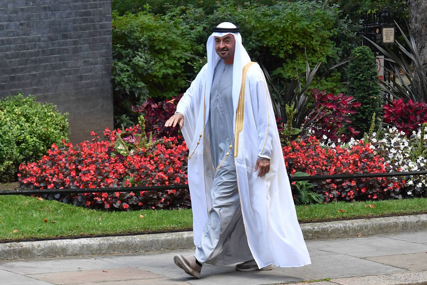 Sheikh Mohamed bin Zayed, Crown Prince of Abu Dhabi and Deputy Supreme Commander of the Armed Forces, arrives at 10 Downing Street. AFP