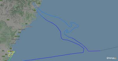 Qantas retired its final 747 by tracing a kangaroo in the air over Australia on July 22, 2020. Courtesy FlightRadar24