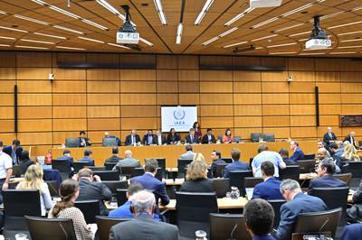 Diplomats attend the quarterly IAEA board of governors meeting at the agency headquarters in Vienna. AFP